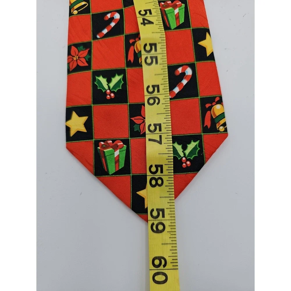 Keith Daniels Christmas Holiday Necktie Red Gift Candy Cane Wide Poly